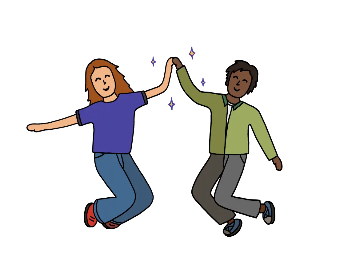 Illustration of two people high-fiving